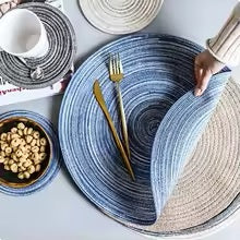 Tapetes de Mesa com Formato Redondo Jogo de Mesa Material de linho Função decorativa Trivet Acessórios de mesa de Design Moderno